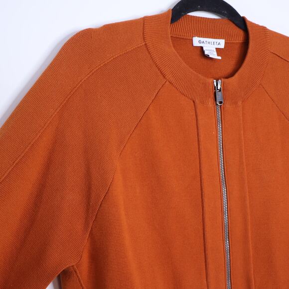 Athleta Sequoia Burnt Orange Zip-Front Women's Sweater - Picture 3 of 11